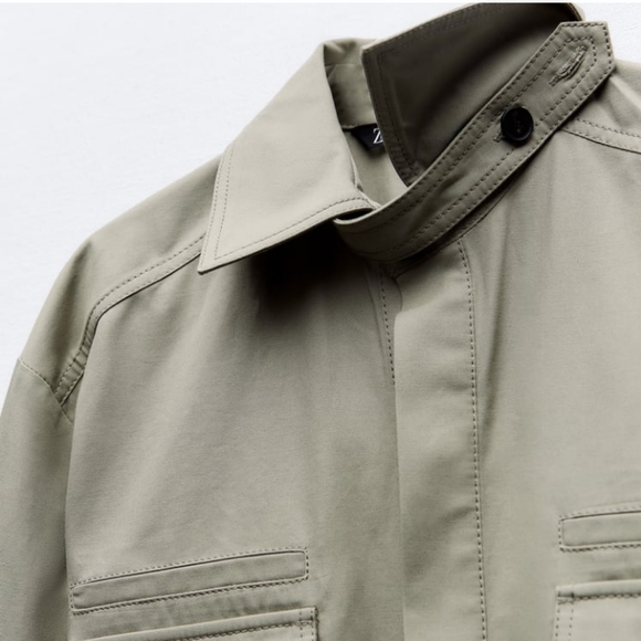 ZARA BEIGE FULL GABARDINE JUMPSUIT - Picture 2 of 9